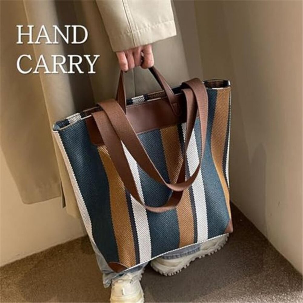 Large Women's Work Tote Bag Laptop Compartment,Canvas Shoulder Bag for Office - Picture 2 of 6